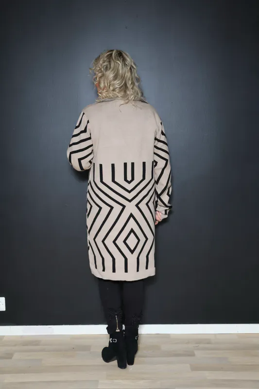 Claura cardigan Simply Taupe w. Black