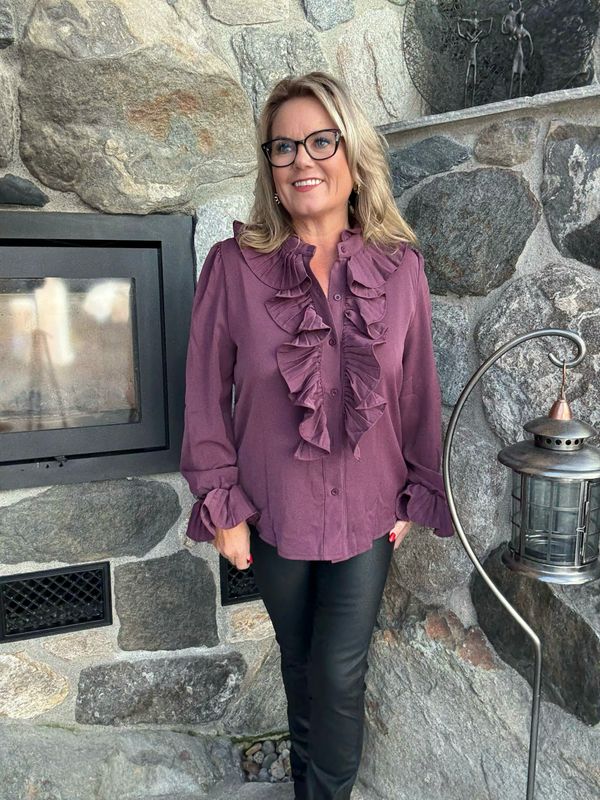 Plisse bluse borduax