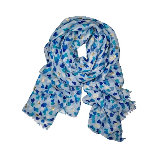 Hovedbilde Skjerf i viscosemix med print – blå