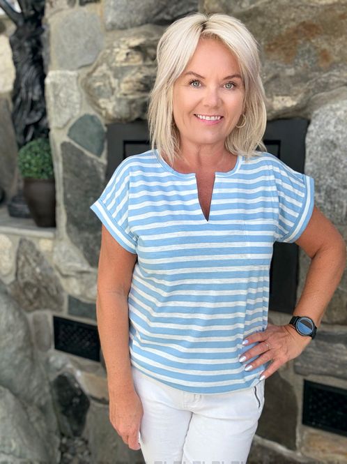 Hovedbilde Viva t-shirt striper lys blå