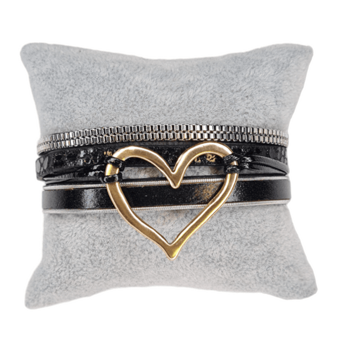 Hovedbilde Armbånd hjerte sort/gull