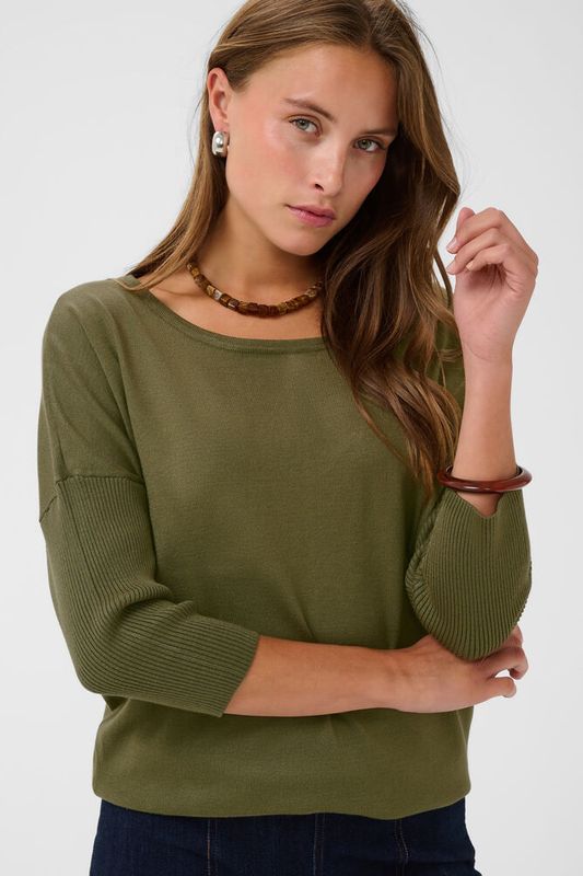 MilaSZ R-Neck Pullover  Four Leaf Clover Melange - Green 