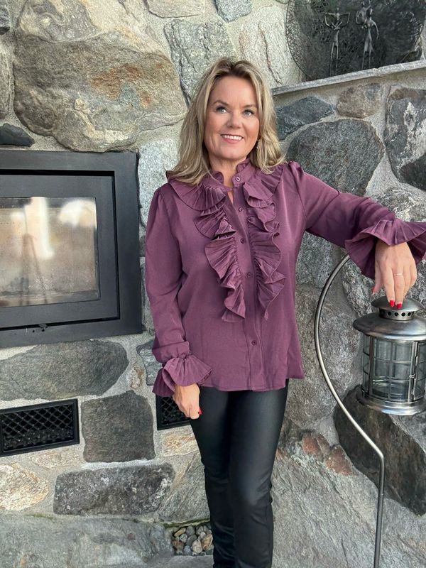 Plisse bluse borduax