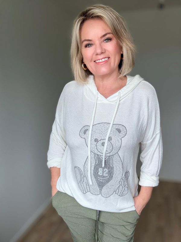 Sparkling Bear hood hvit