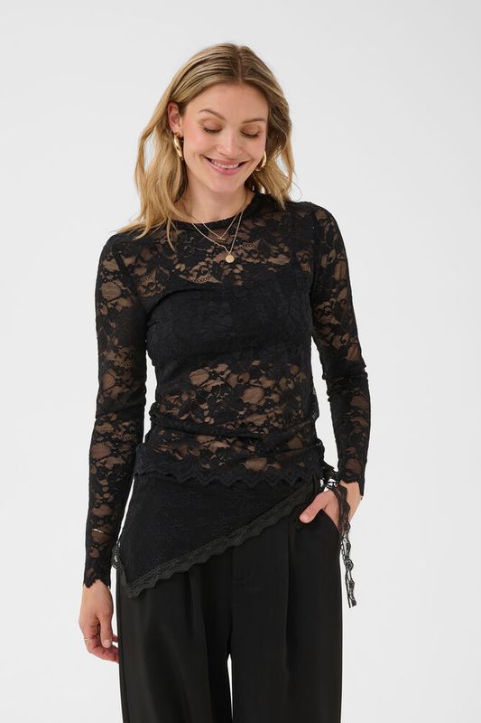 Pitia Lace bluse sort 