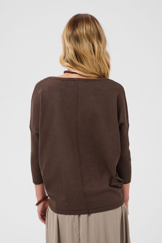 MilaSZ R-Neck Pullover  Bracken Melange - Brown