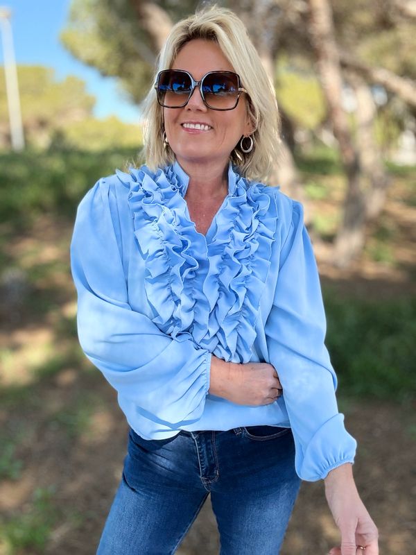 Lux frill blouse soft blue